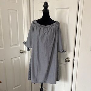 Wrapper Off The Shoulder Gingham Shift Dress